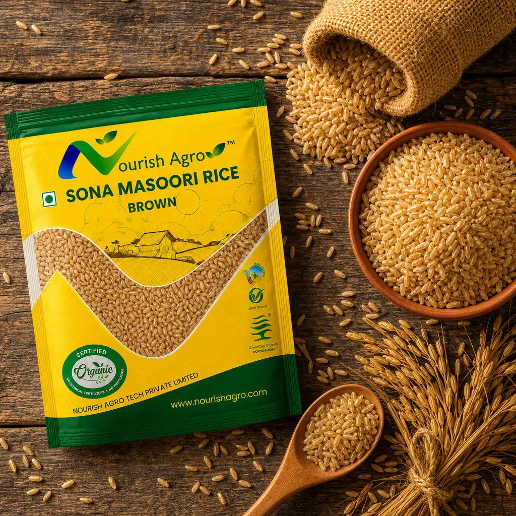 Brown Sona Masoori Rice - organic rice from Nourish Agro