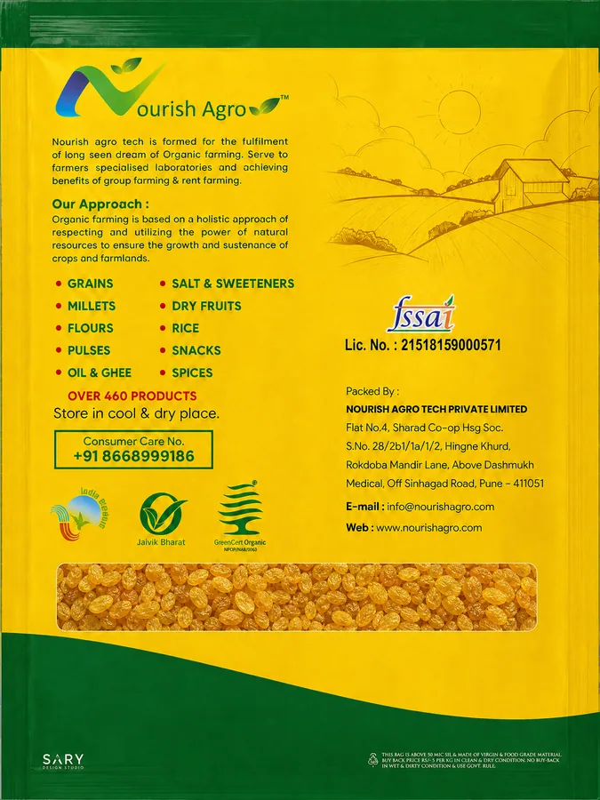 Golden Raisins (Bedana) - back of pack